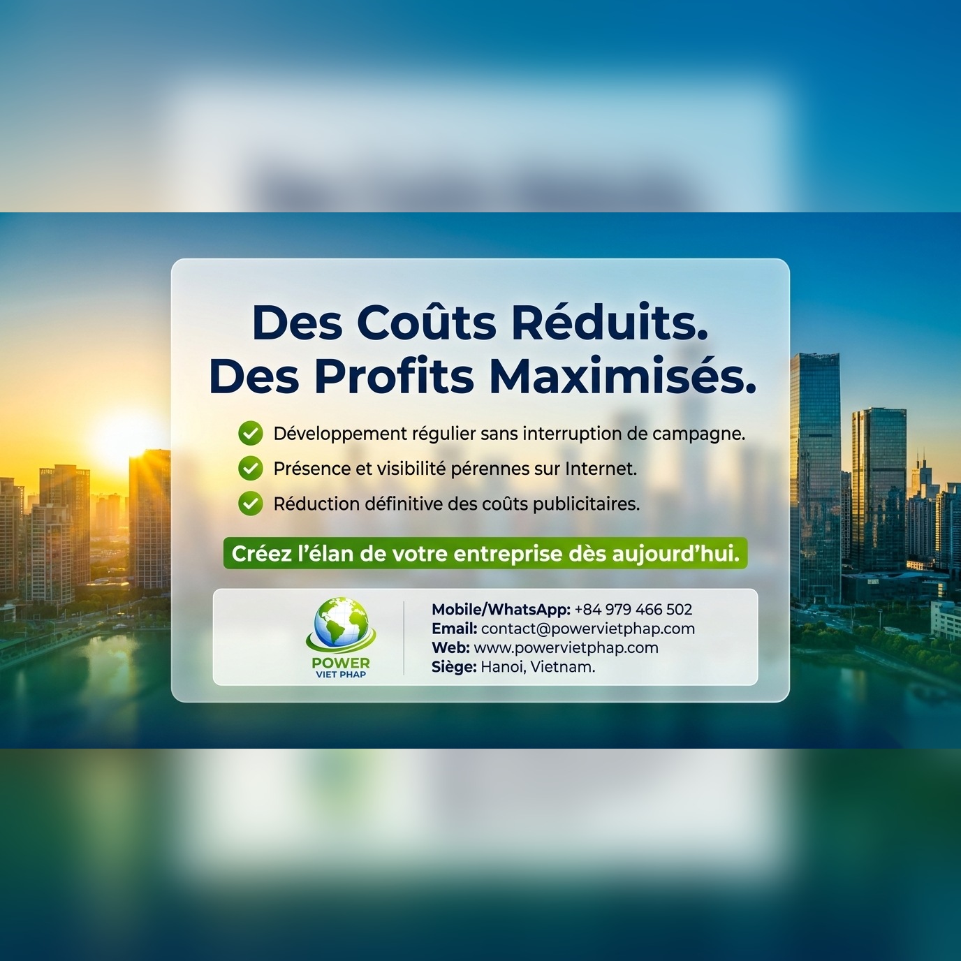 Des Coûts Réduits. Des Profits Maximisés.